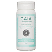 Lifepac Gaia Natural Baby Powder 100g container with white powder, featuring a clean, child-friendly packaging design.