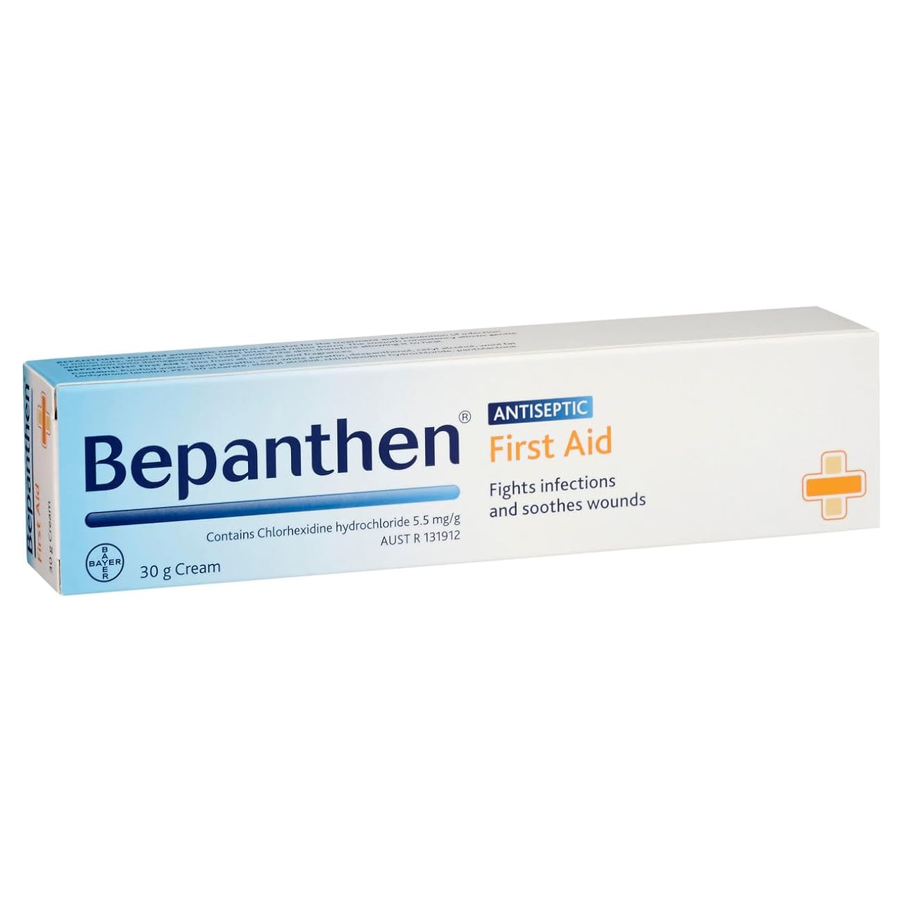 Lifepac Bepanthen First Aid Cream 30g tube with white and blue packaging, ready for skin care and wound healing.