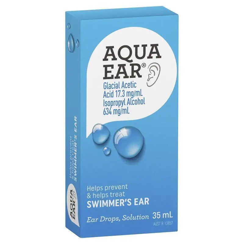 Lifepac Aqua Ear 35ml ear cleaning solution bottle with white cap and clear label, designed for ear hygiene and care.