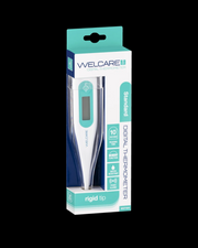 Lifepac Welcare Digital Thermometer showing a digital display with temperature readings in a clean, clinical setting