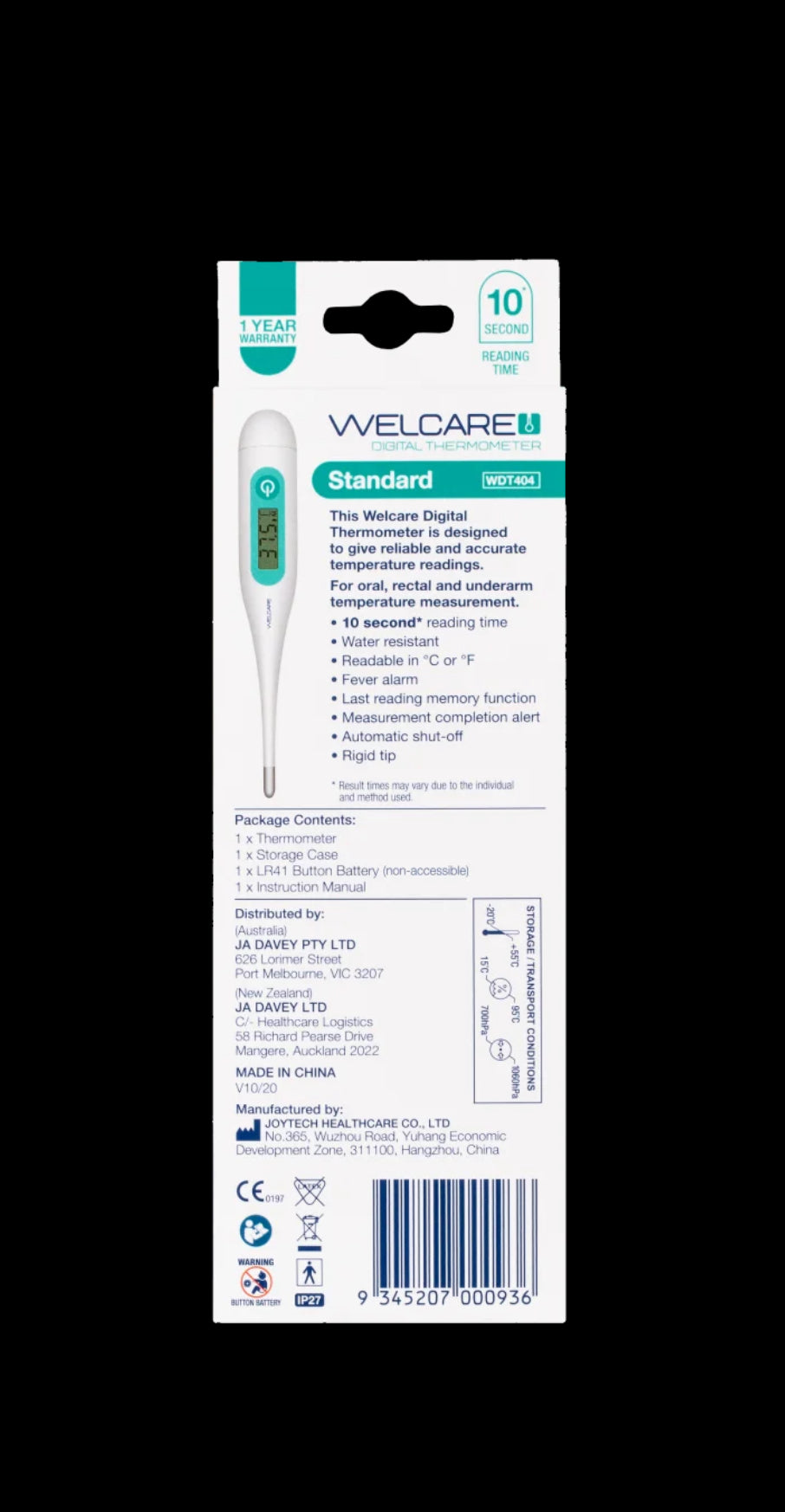 Lifepac Welcare digital thermometer displaying temperature reading on a digital screen.