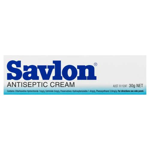 Savlon antiseptic cream 30g tube by Lifepac showing the white and green packaging with product label.