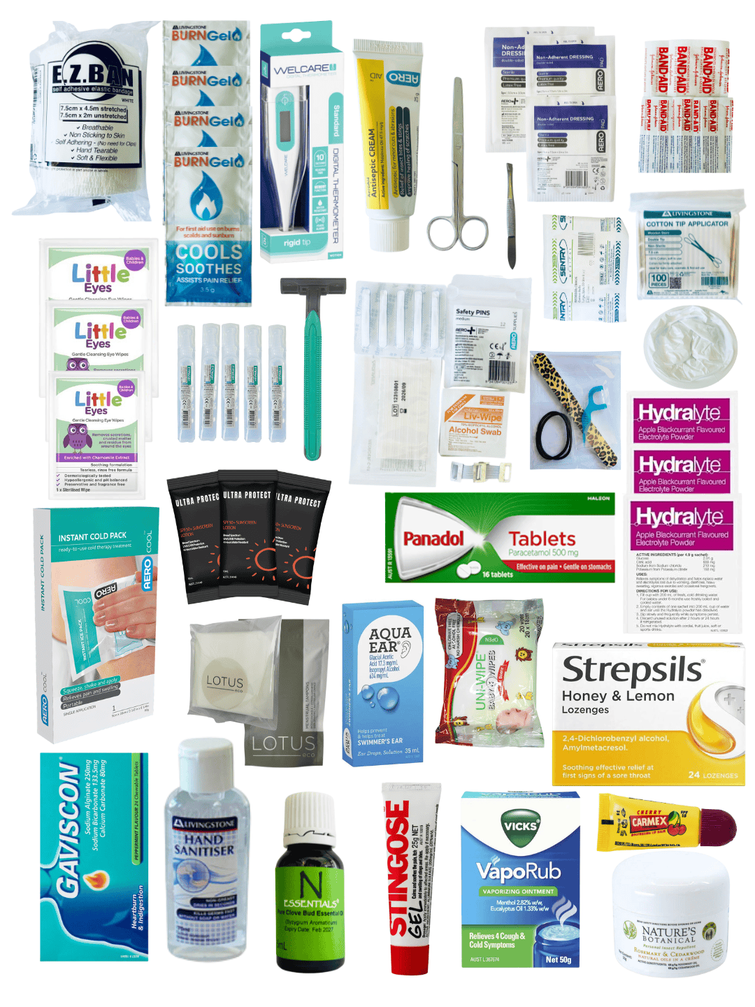 Lifepac Essentials Kit Refill with various healthcare supplies, compact package for convenient refilling of essential medical items.